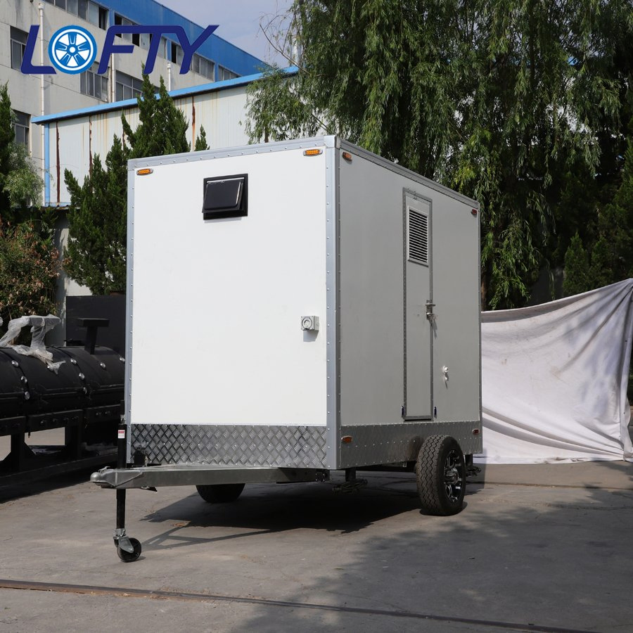Prosky Outdoor Portable 3 Stalls VIP Mobile Portable Car Bathroom Toilet Shower Camping Washing Room Outside Restroom Trailer