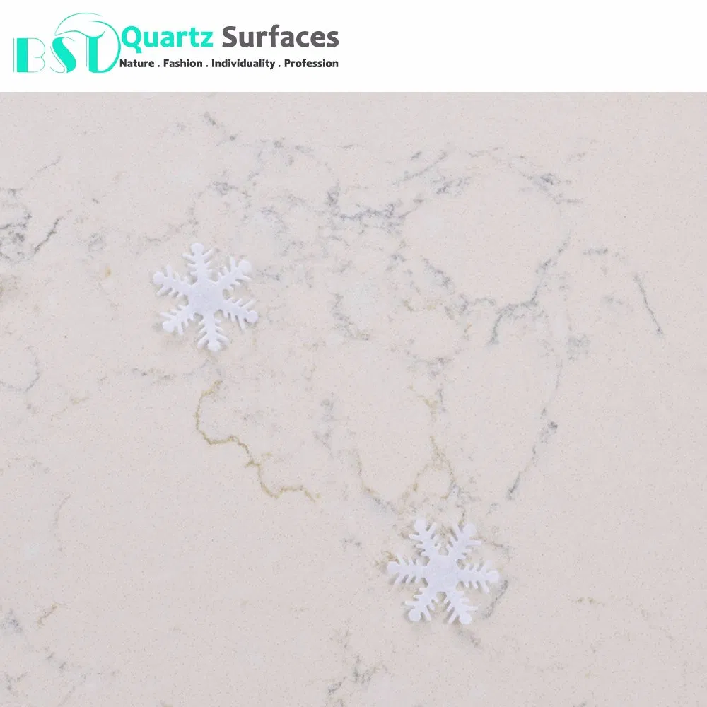 Mist Beige Veins Artificial Quartz Vanity Top with Christmas Discount