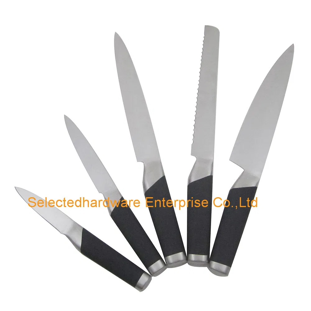 Acrylic Block Kitchen Knife Set with TPR Non-Slip Hollow Handle