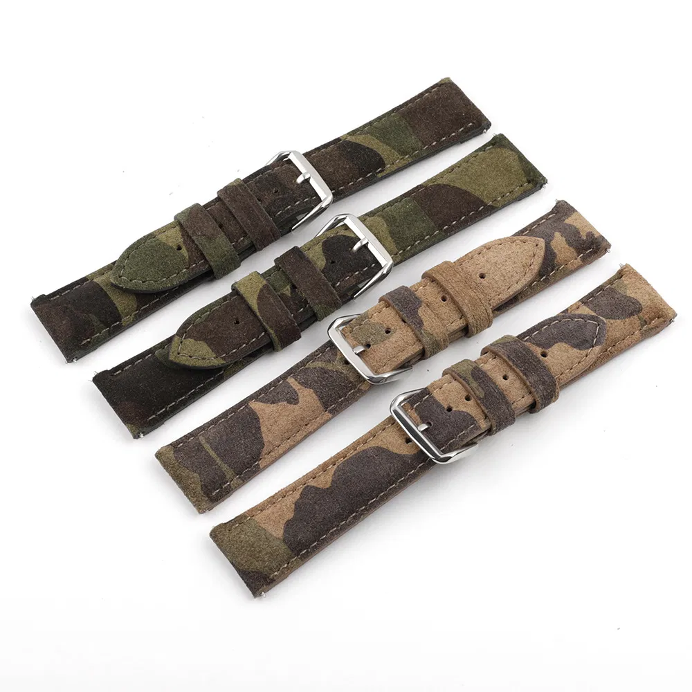 High Quality Camo Green Leather Watch Strap Wrist Watch Strap Leather Watch Bands