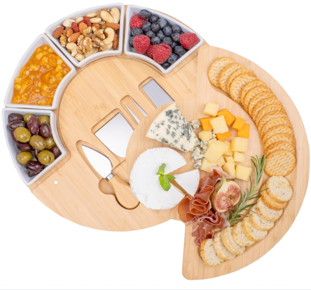 Набор для сыра из бамбука с ножами и мисками