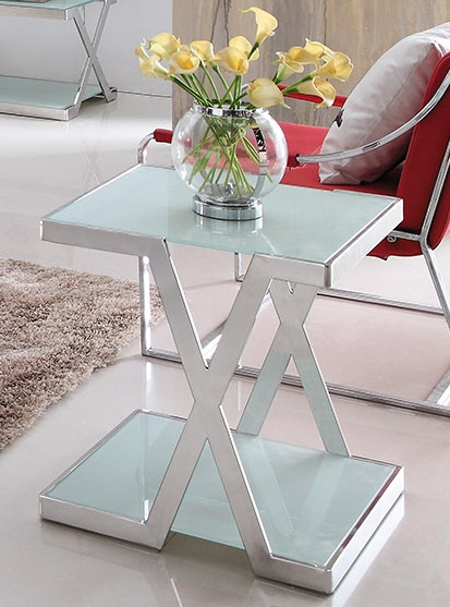 Sunlink Simple Gloden Metal Side Table Black Glass Flower Stand for Living Room Furniture Set