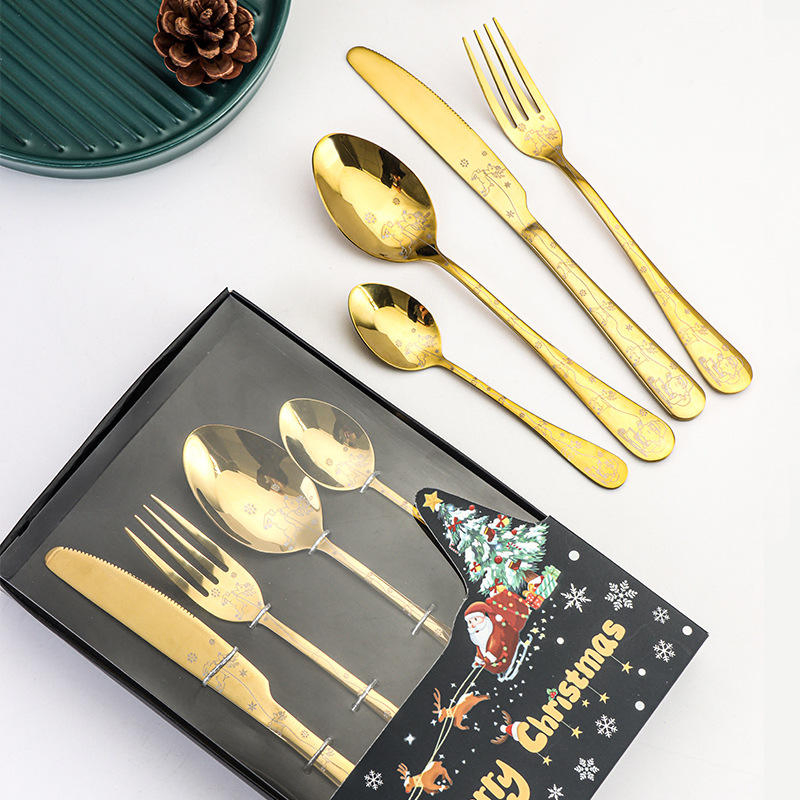 4PCS Golden Luxury Cutlery Set