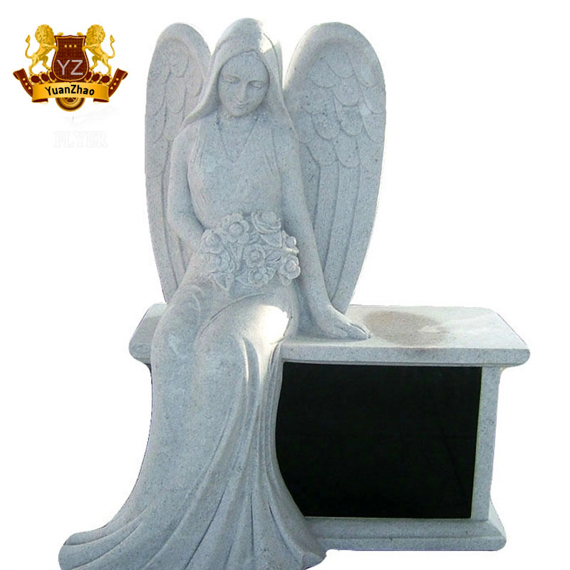 Customized Natural Granite Marble Stone Headstone with Angel Statue for Cemetery