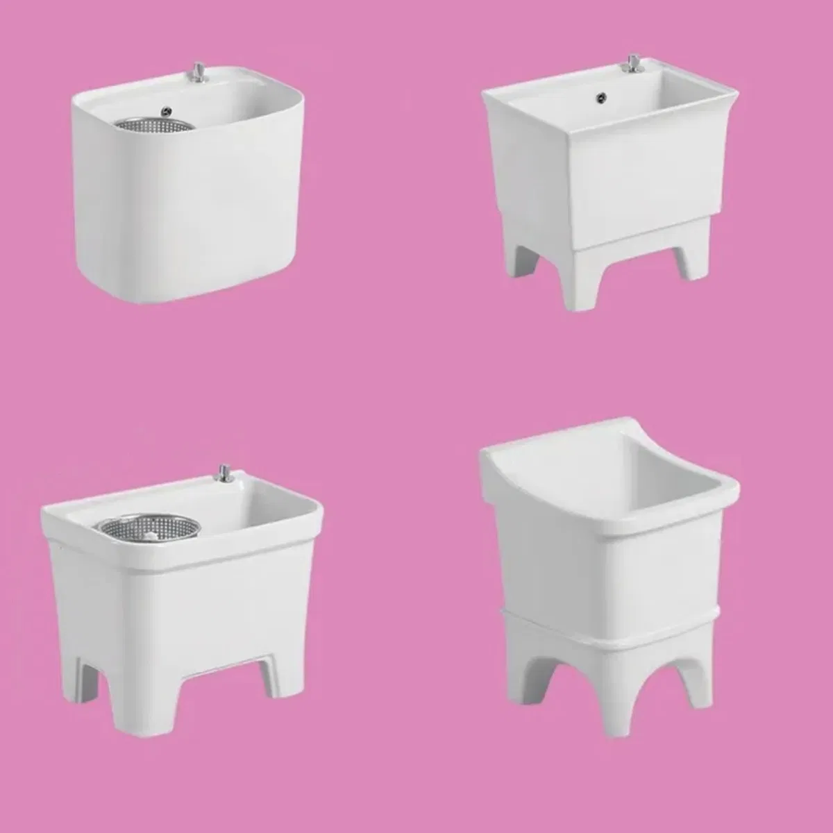 Wholesale White Glazed Ceramic Mop Tub Sink Cleaning Tub Outdoor Use Sanitary Ware Cheap