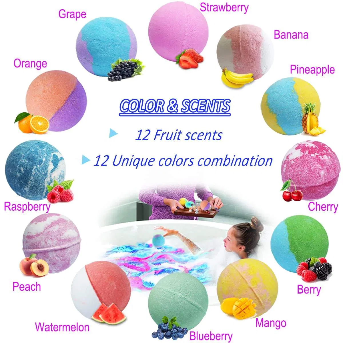 Bath Bomb Gift Set 12 for Home Sap and Body 100% Natur Bath Bombs for Kids SPA Supplies Wholesale