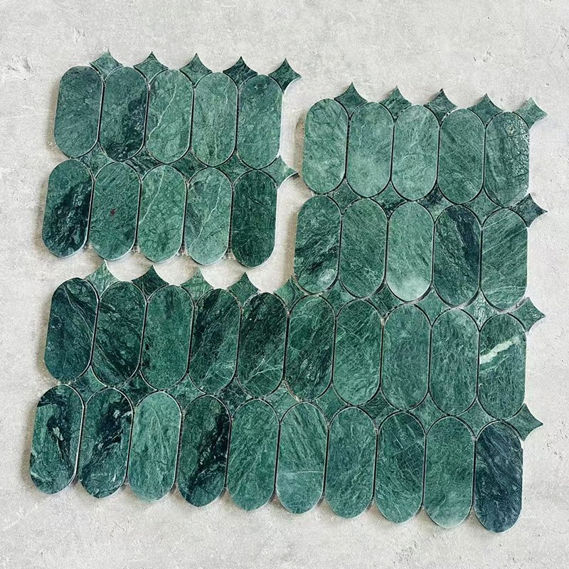 Modern Design Green Marble Mosaic Tiles Polished Strip Flooring Bathroom Pool Tiles