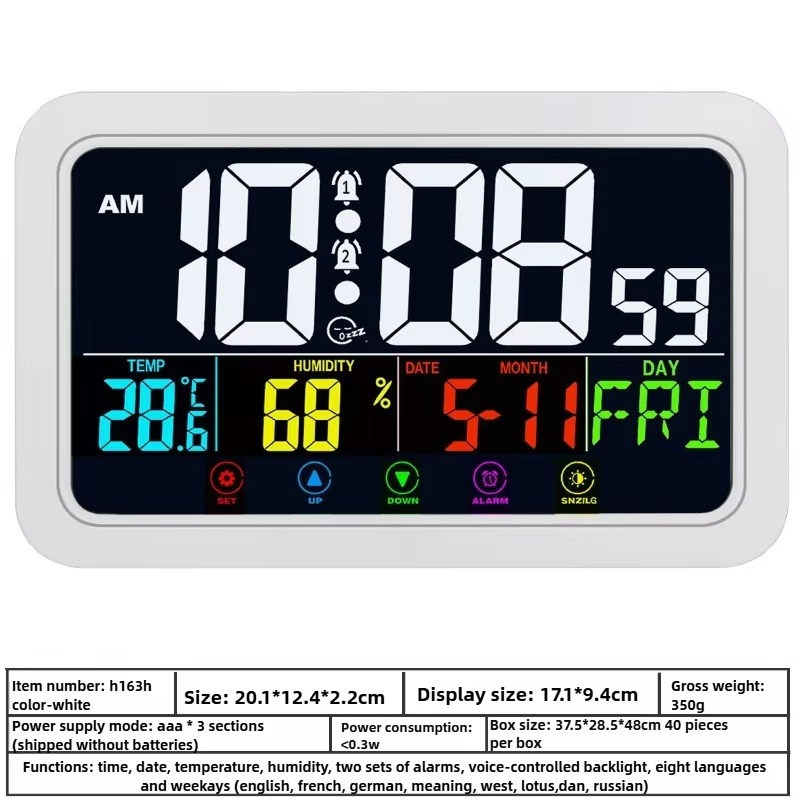 Modern New Calendar Table Desk Clock with Temperature Humidity Display