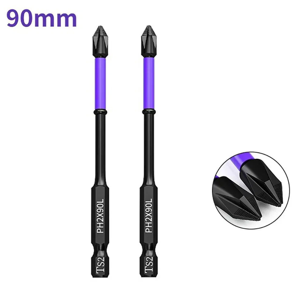 Non-Slip pH2 Magnetic Batch Head High Hardness Alloy Steel Impact Driver Cross Screwdriver Bit 65mm