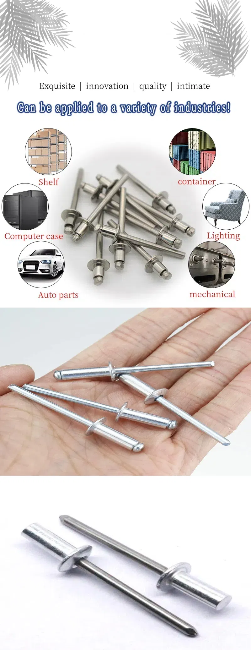 Blind Rivets in Aluminum Pop Rivets for Automotive Industry and Furniture