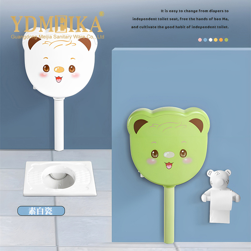Little Bear Design School Ceramic Children's Squat Pans Colorful Kid Toilet for Bathroom Use