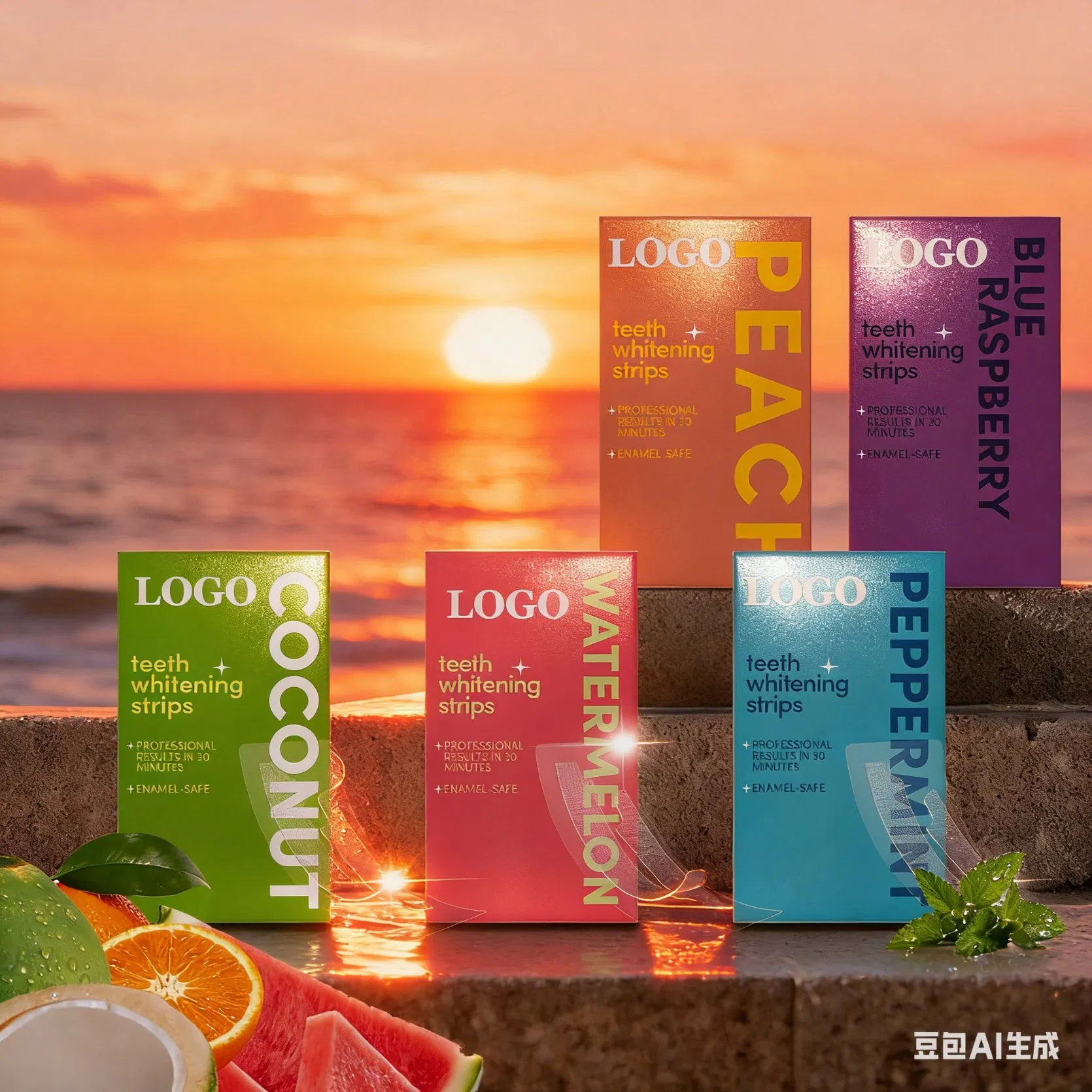 Advanced Vegan Sensitive Free Fruity Flavor Teeth Whitening Strips High Viscosity Dry Bleaching Tooth Strips Private