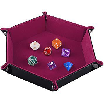 Double Sided Folding Thick PU Leather Dice Tray Metal Dice Rolling Tray Holder Storage Tray