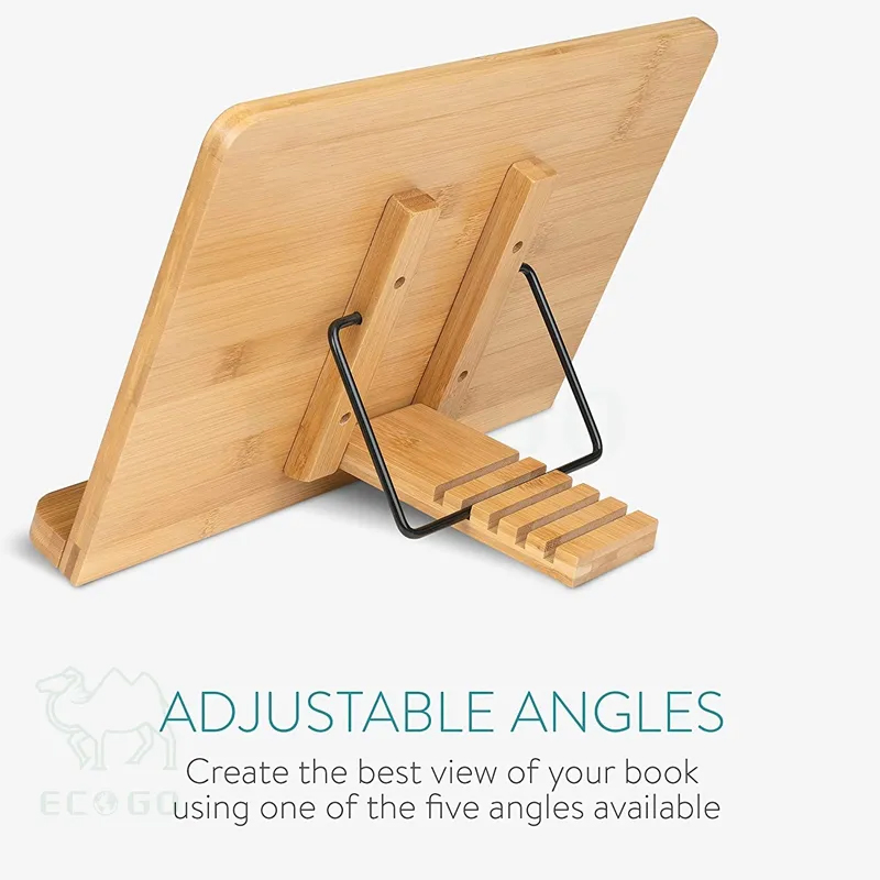 Desk Organizers Adjustable Bamboo Wood Cookbook Stand Book Holder Tabletop Reading Bookrest