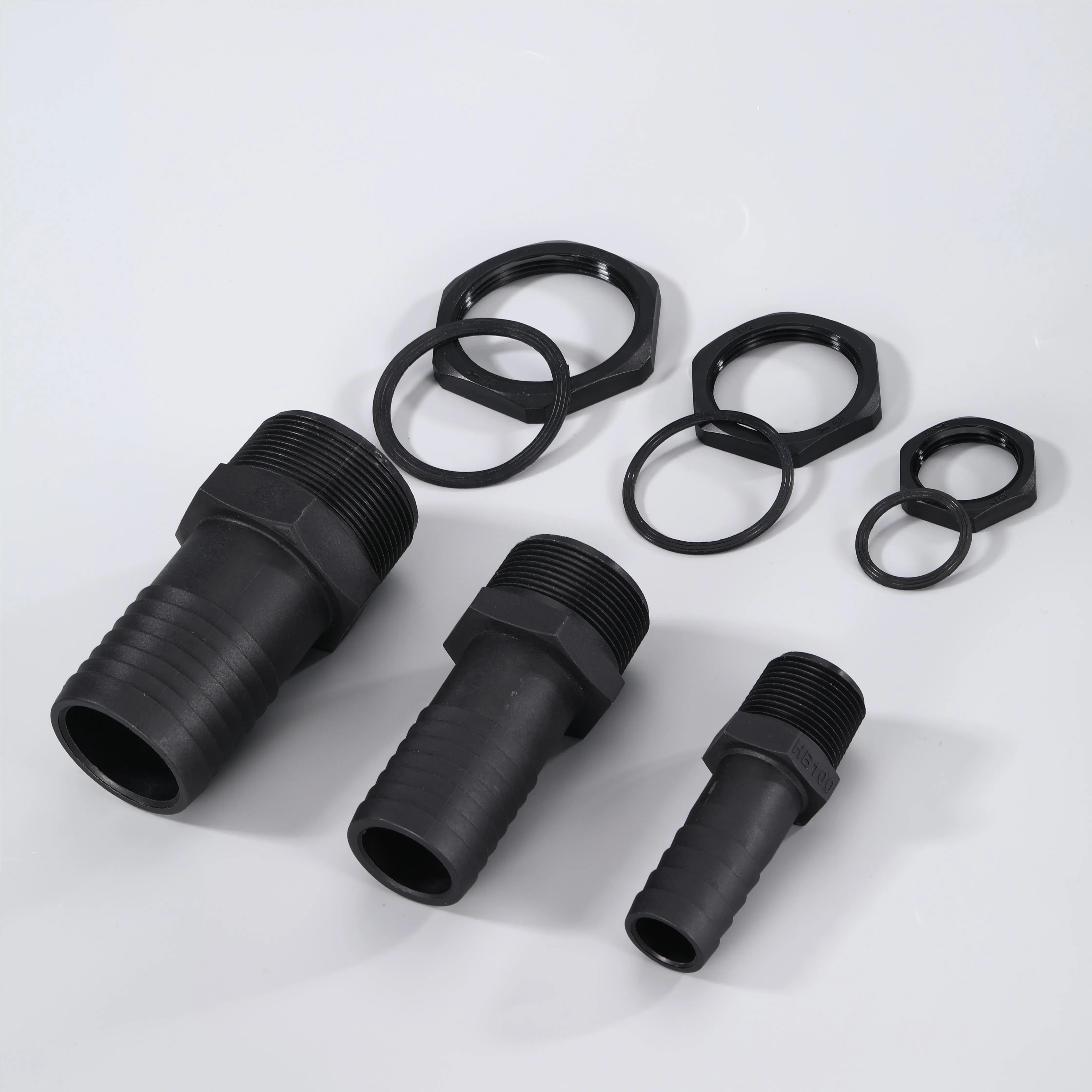 Versatile Black Barbed Hose Fittings for IBC Tote - Polypropylene