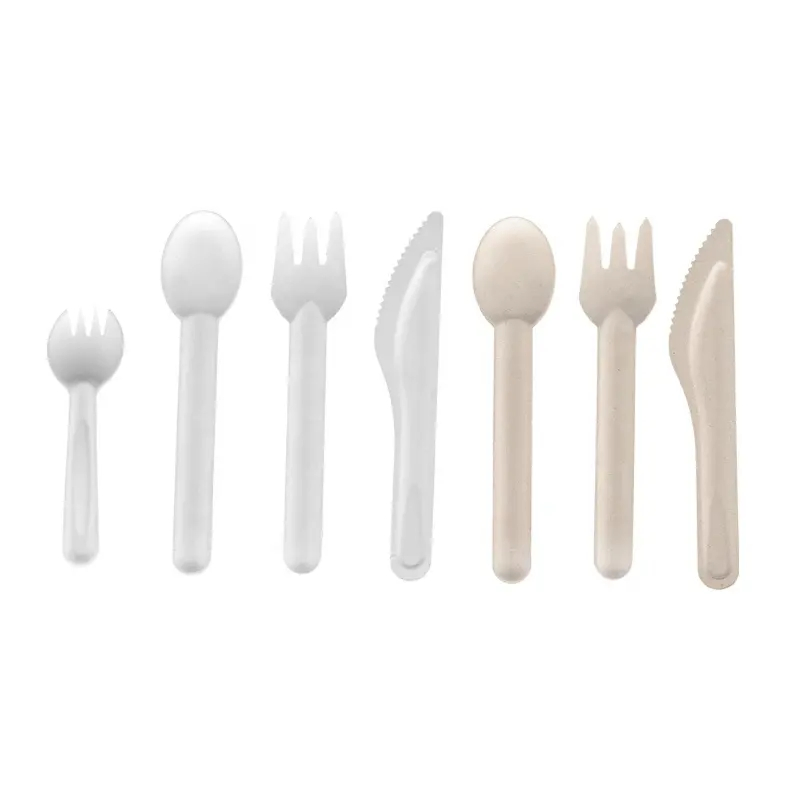 Unbleached 6'' Bagasse Biodegradable Knife Fork Spoon Sugarcane Cutlery