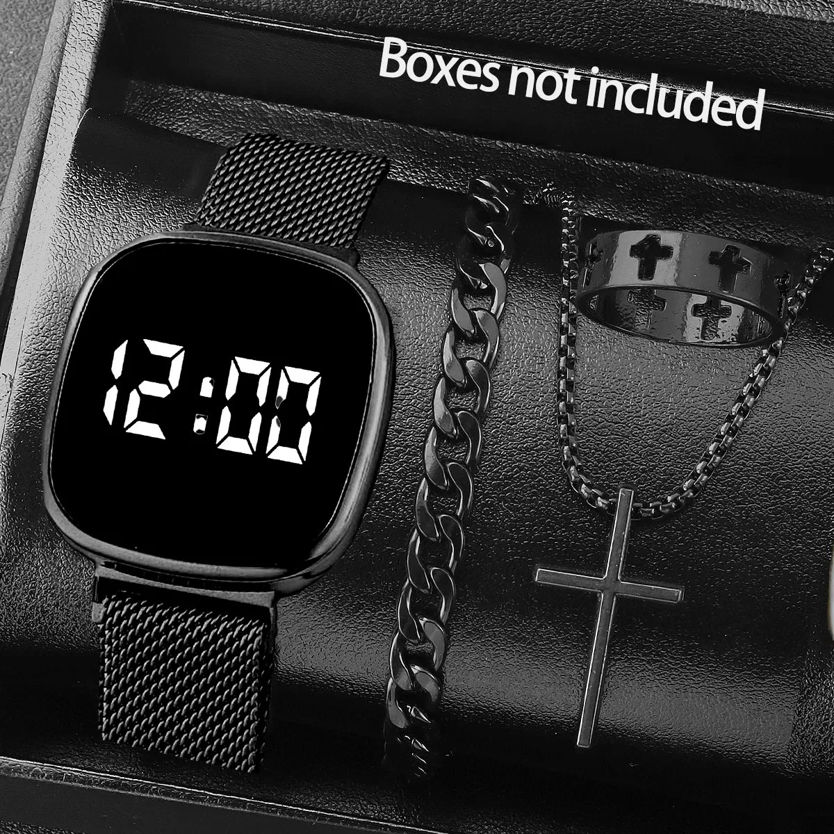 Two Colors Watch Set Men Gift Jewelry Set Touchscreen