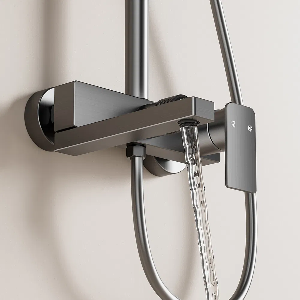 Space Aluminum Bathroom Shower Set with Metal Boost Spray Gun