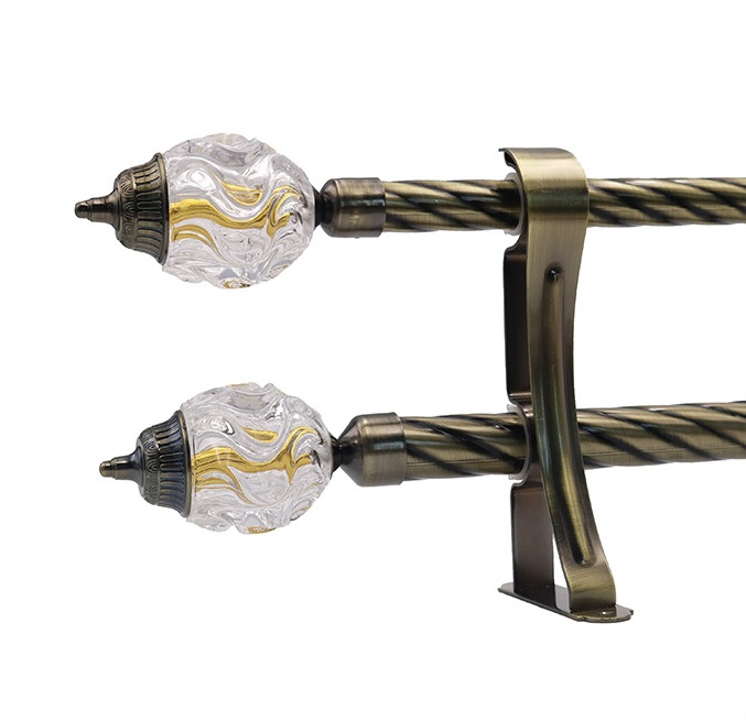 28+22mm Curtain Rod Double Rod Glass Head Roman Twist Rod