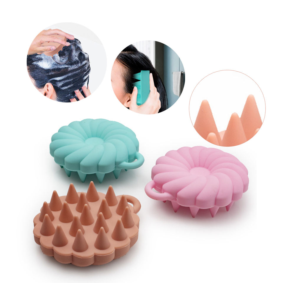 Manual Massage Shampoo Brush with Soft Silicone Head Scalp Massager Brush Silicone Hair Scalp