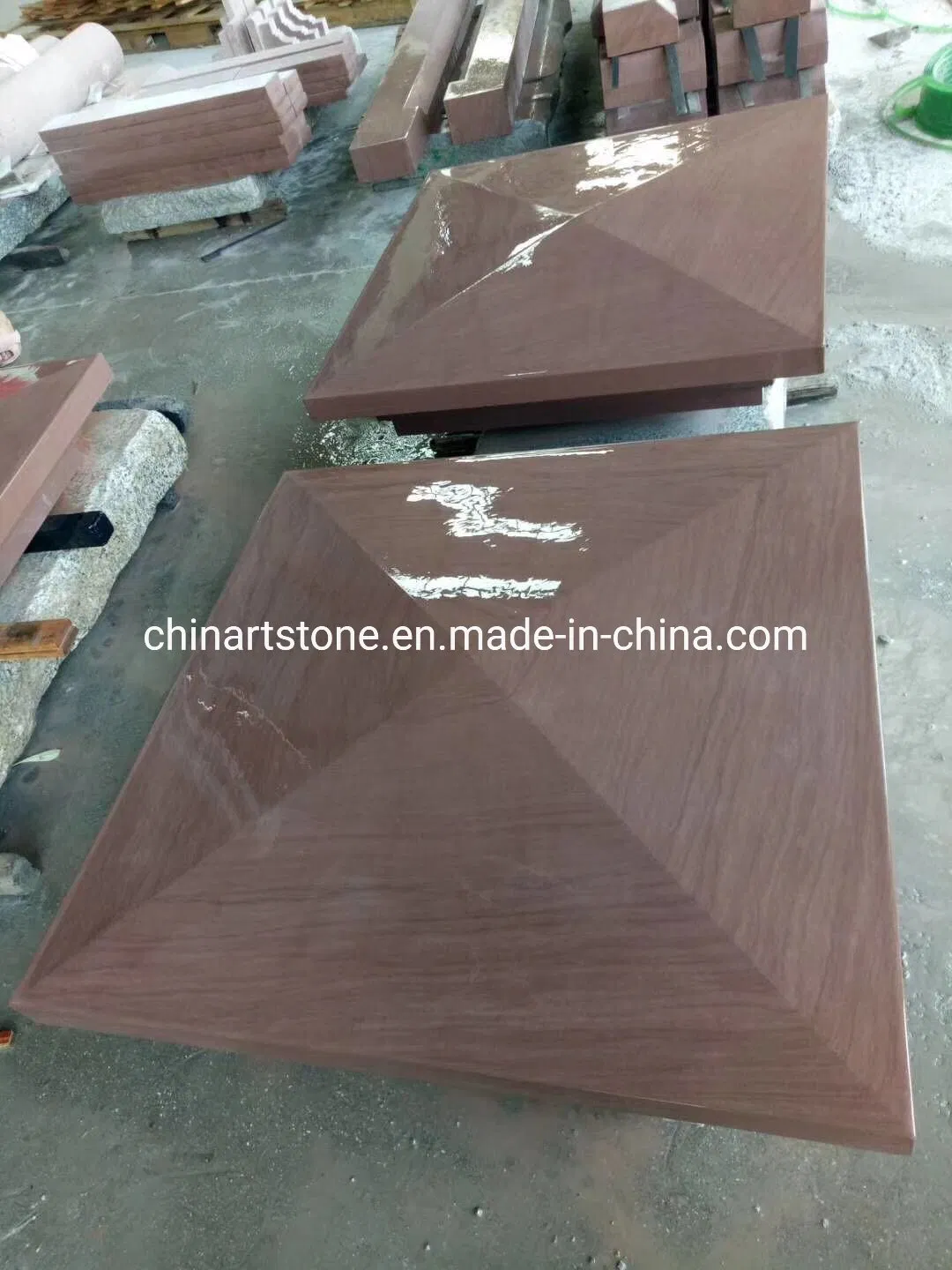 Red Wooden Sandstone Column for House Decoration