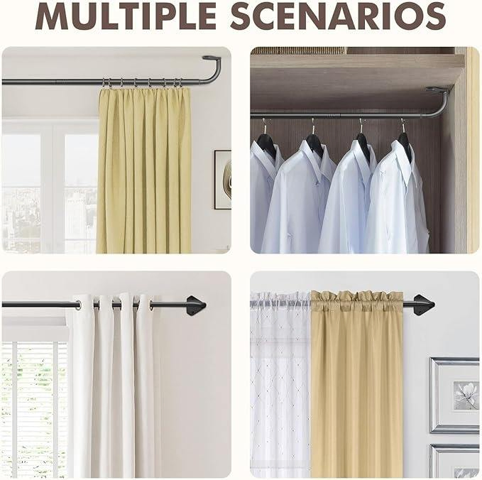 Hot Selling Single Blackout Poles Corner Curtain Rod Bend Ajustable Metal