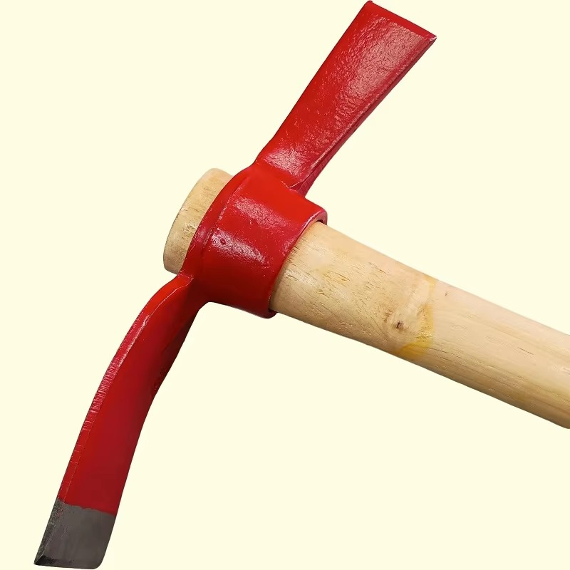 Rail Steel Forged Pickaxe with Anti-Slip Wooden Handle