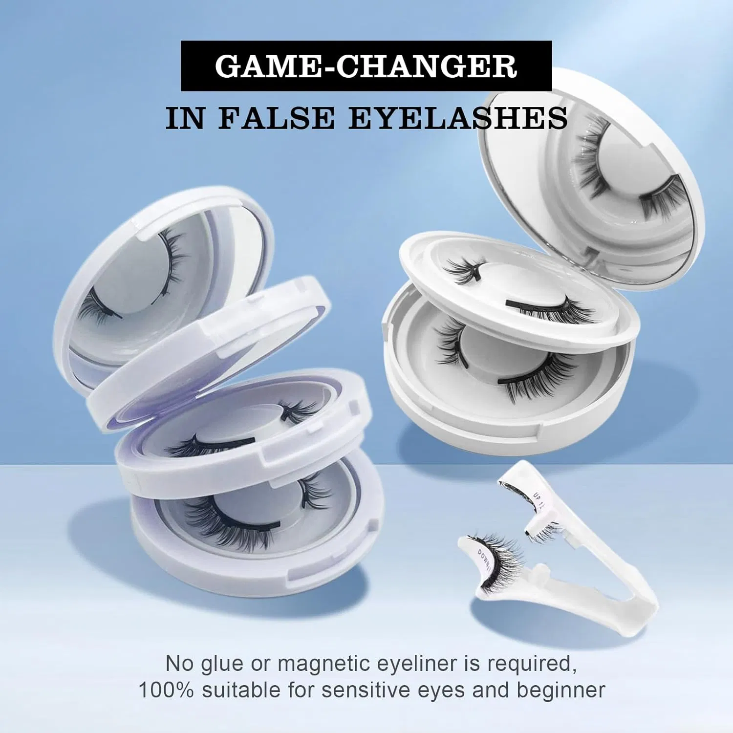 Magnetic Eyelashesmake-up with Applicator, No Eyeliner Pen, , No Glue Natural Eyelash Set,