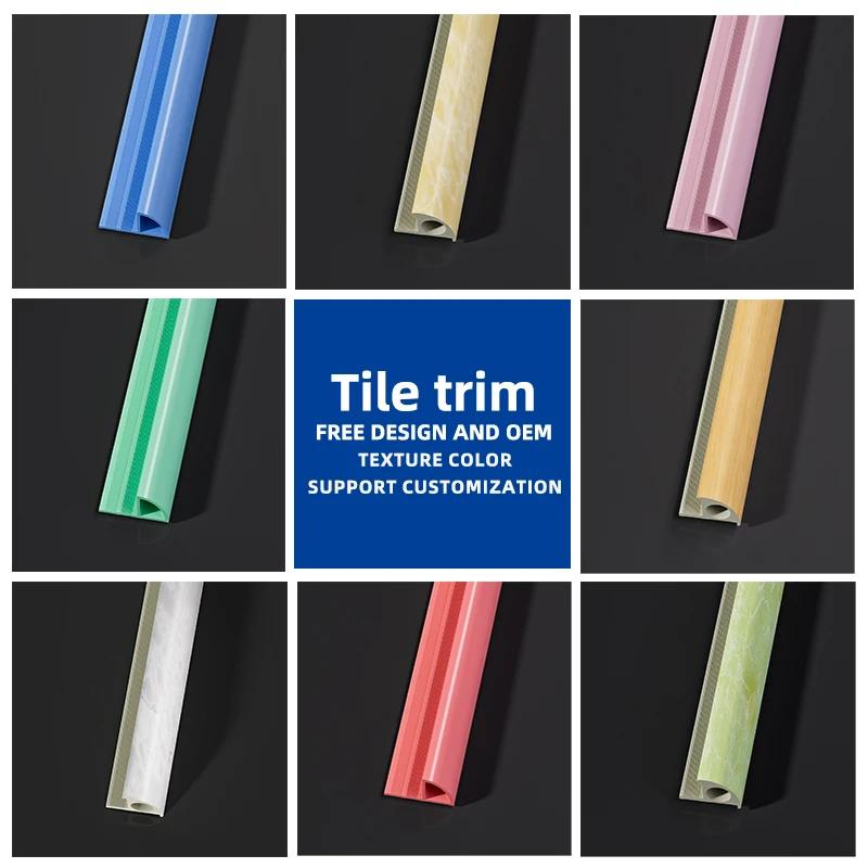 Foshan Rongyi Plastic Marble Texture Edge Decoration Ceramic Round PVC Tile Trim Angle for Wall Corner