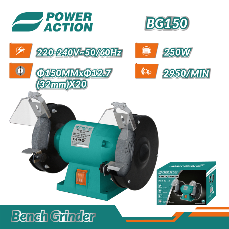 Power Action 250W Professional Electric Grinder Tool Mini Bench Grinder