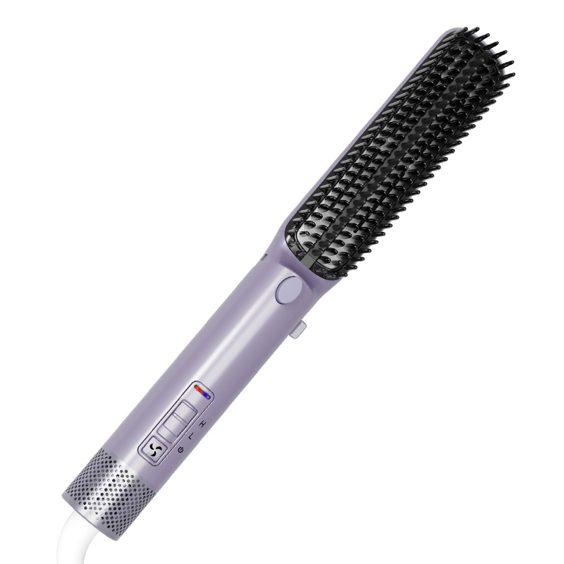 Factory Wholesale Three Setting for Hair Types Hair Curler Straightener Brush with PTC Heating