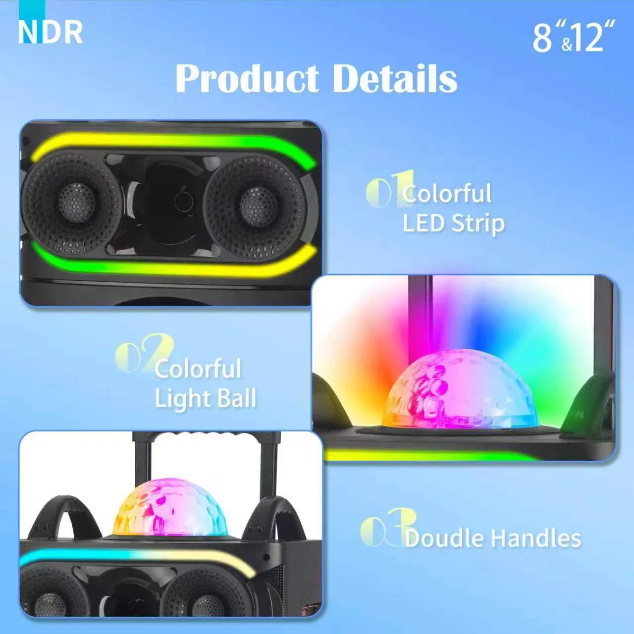 Wireless Portable Trolley Wooden Blue Tooth Ndr-M121 Speaker