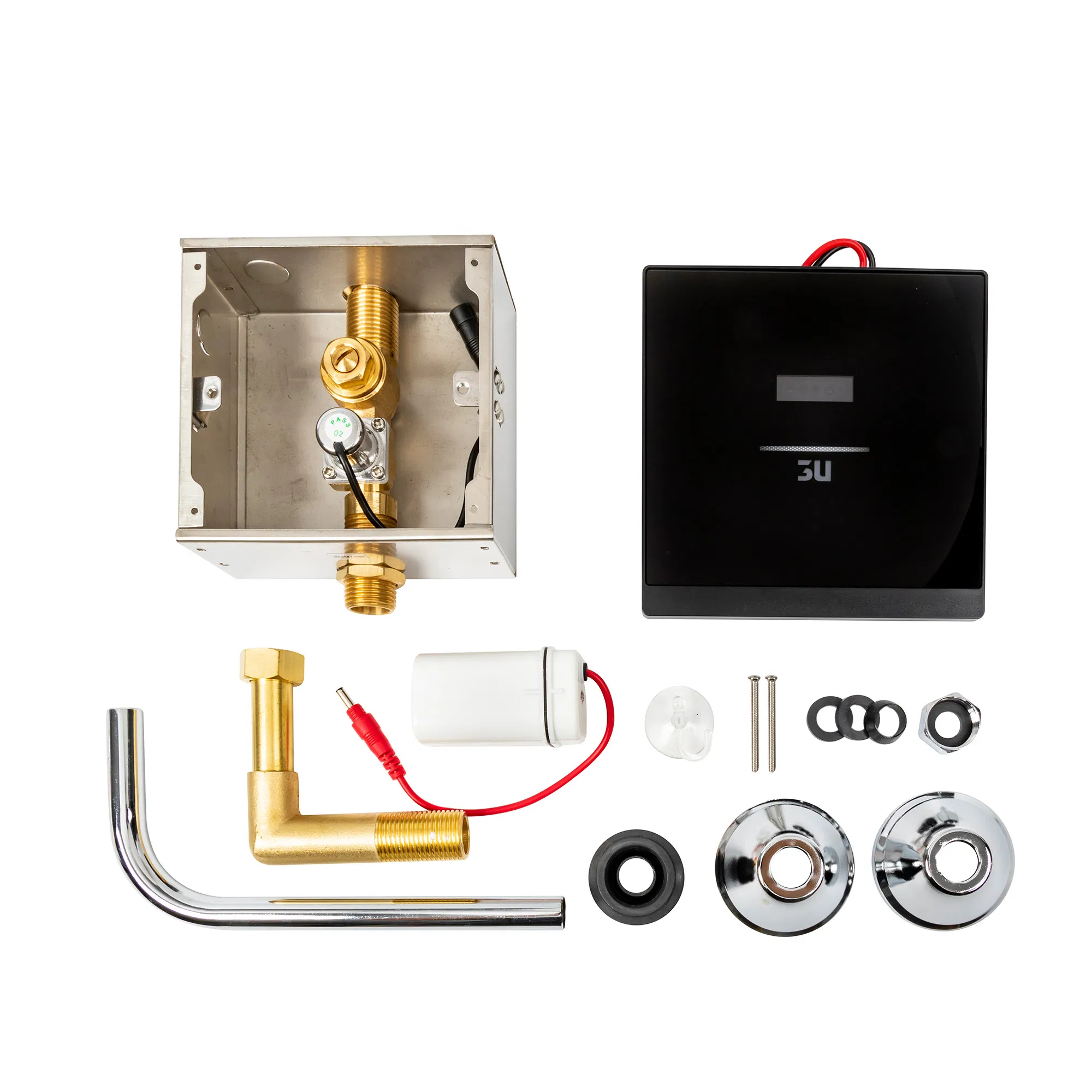 3u Automatic Urinal Flusher Glass Faceplate Wall Mounted Flush Valve Kit
