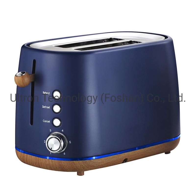 High Quality 2 Slice Wide Slot Metal Pop-up Toaster with 6 Browning Settings, Midnight Blue