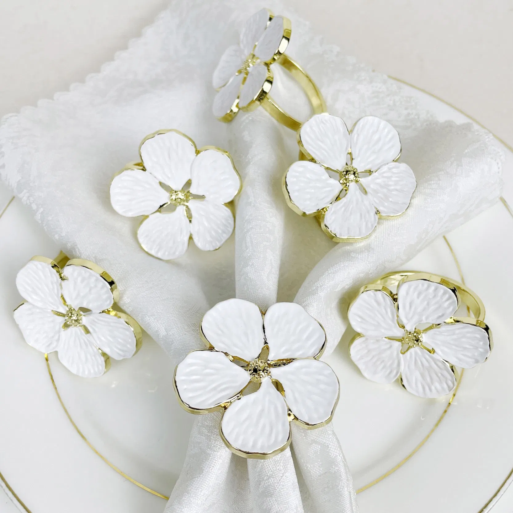 Wholesale New Features Floral Spring Collection Five Petal Flower Napkin Rings