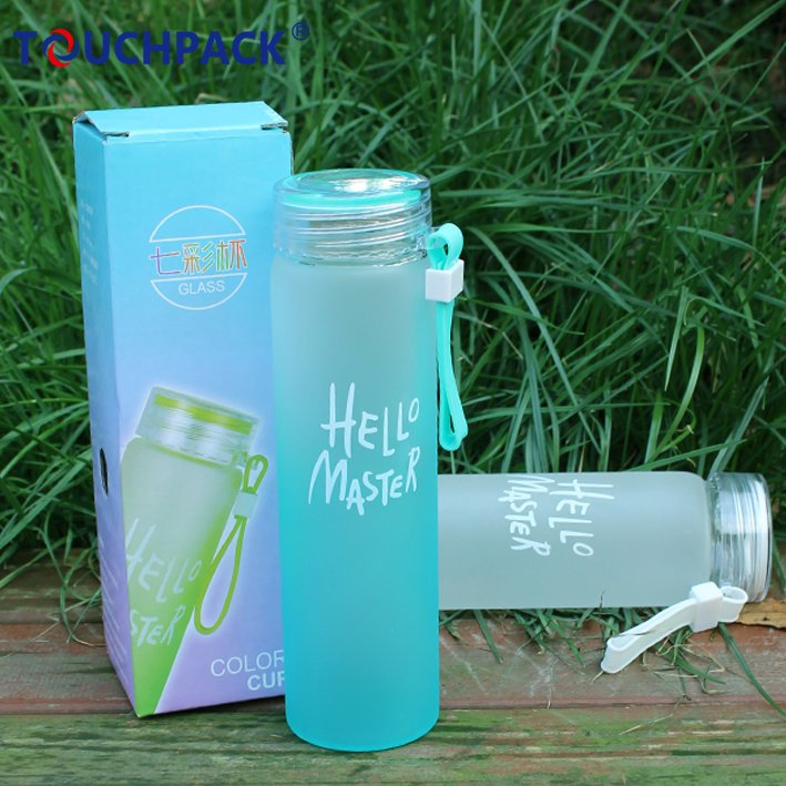 Hot Sell High Quality Borosilicate Glass Colorful Glass Drinking Water Bottle