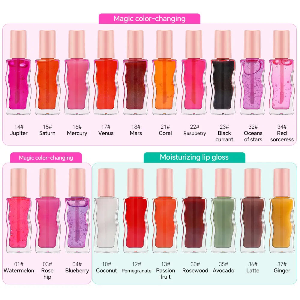 Private Label Vegan Colour Changing Lip Oil Lip Stain Tinted Plumping Lipgloss Scent Oils Bling Lip Plump Oil