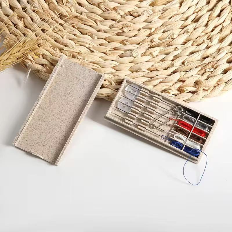 Custom Hotel Eco Friendly Portable Sewing Kit Straw Wheat Sewing Kit