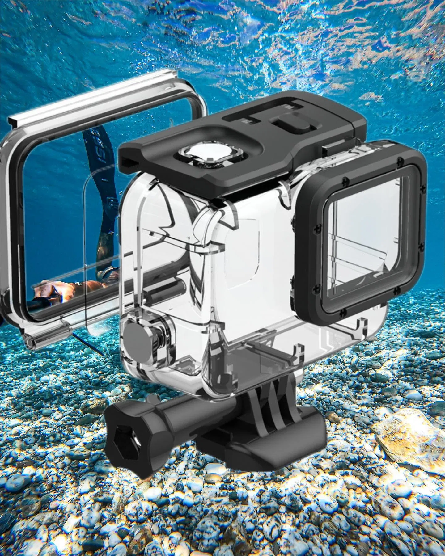 Action Camera Accessories 60m Waterproof Housing Case for Gopro Hero 12 5 7 8 Black Action Camera