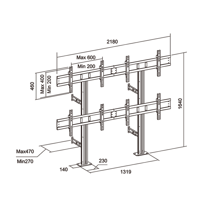 Напольная стойка для 4 мониторов 30-55 дюймов FW 2*2