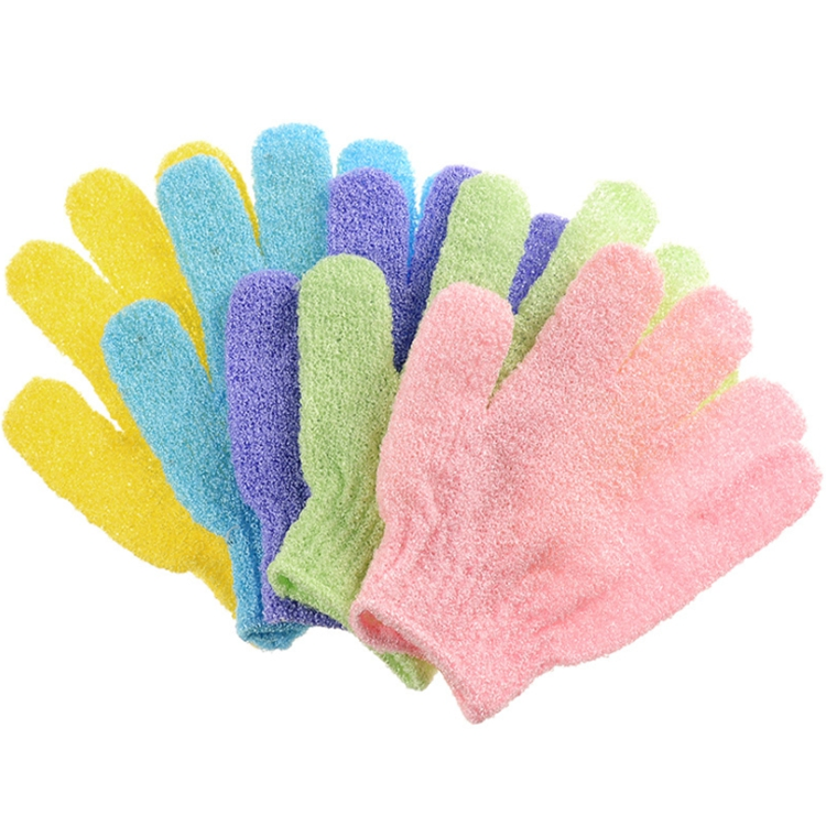 Wholesale Five Finger Body Nylon Custom Shower Mitt Scrubber Exfoliating Bath Gloves