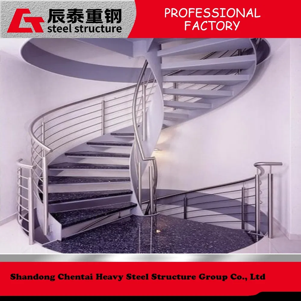 Building Material Steel Structure Staircase Fire Escape Stair with Metal Balustrade