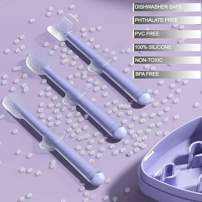 0-18 Months Silicone Toothbrush Set, Infant Newborn Baby Teeth Brush