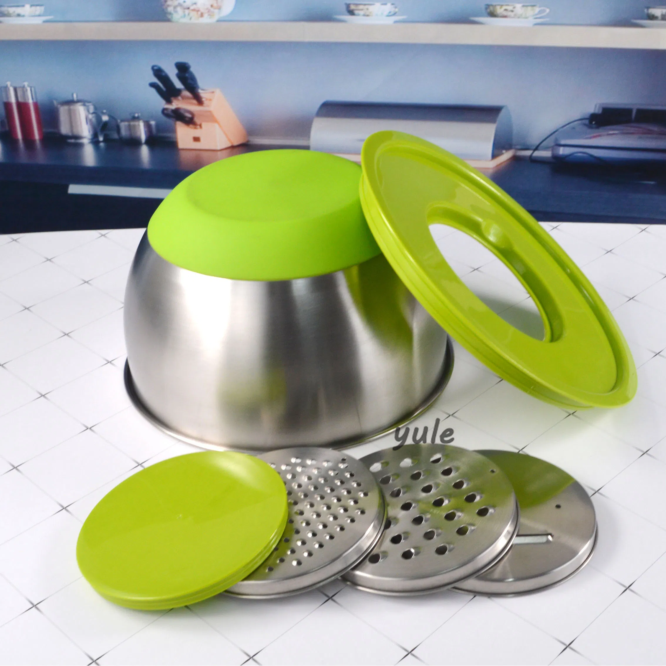 Colorful Non Slip Botttom Stainless Steel Mixing Bowl with Lid