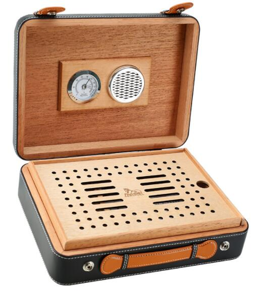 Wholesale Textured Leather Traveling Tobacco Humidors