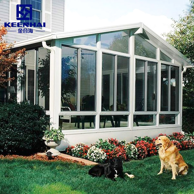 Back Yard Outdoor Commercial Aluminum Glass Sun Room Lean to Wall Triangle Skylight Gable Roof Sunroom