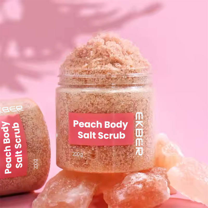 Customize Logo Lightening Exfoliation Remove Dead Skin Peach Body Scrub Salt