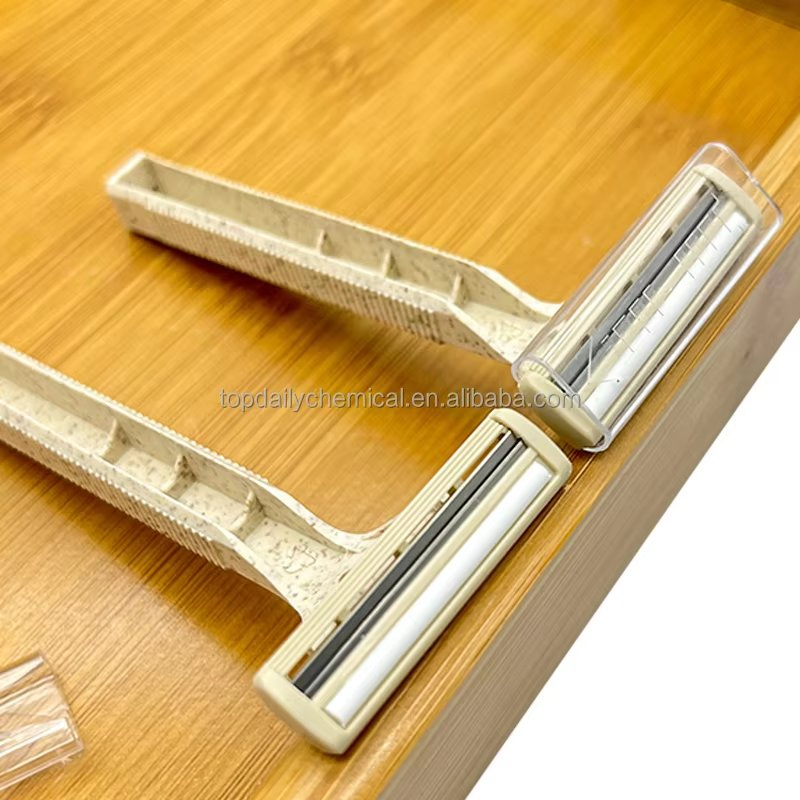 OEM Disposable Razor Recyclable Material Biodegradable Wheat Straw Twin Blade Shaving Razor