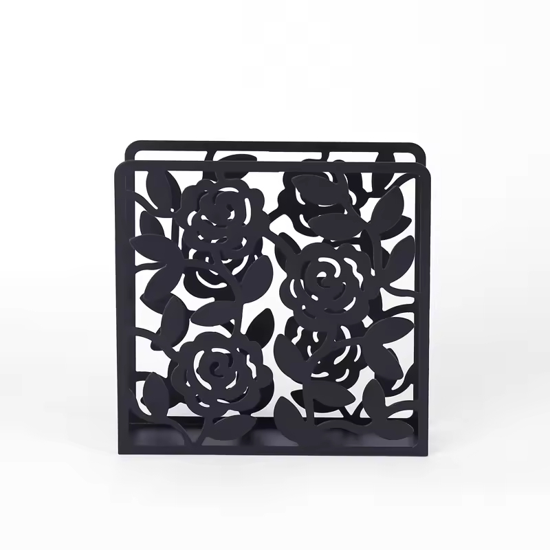 Hollow Rose Vertical Metal Tissue Paper Box Household Restaurant Desktop Luxury Tissue Holder Tissue Box