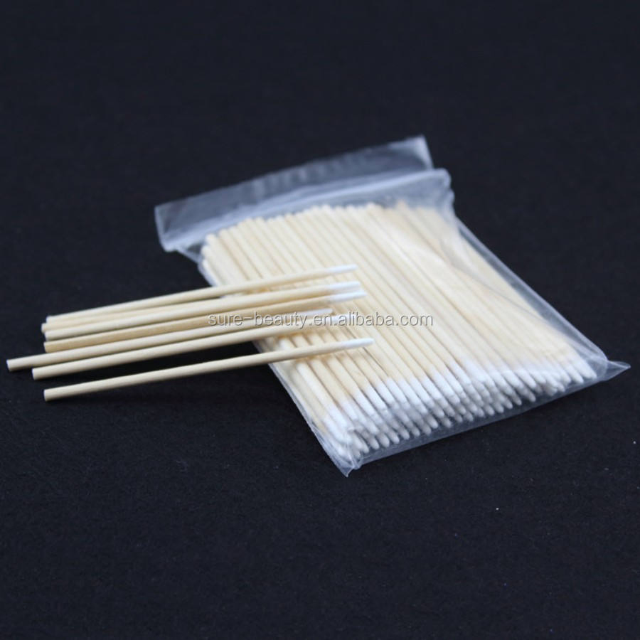 Disposable One Head Cotton Swabs Pointed Sharp Tip Wooden Stick Cotton Swab